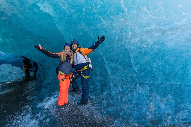 Crystal Blue Ice Cave - Super Jeep From Jökulsárlón Glacier Lagoon - Walking into the crystal blue cave