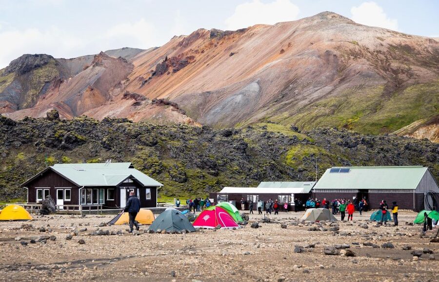 From Reykjavík: Landmannalaugar Day Hike - Laugahraun: walking across a frozen lava flow