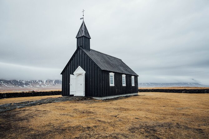 Full-Day Snaefellsnes Peninsula Tour - 30 Shot Photo Package - Búðakirkja and an old black church in the lava fields