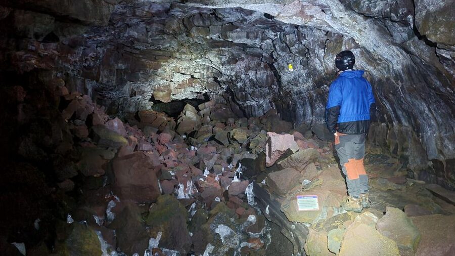 Geological Lava Tunnel Adventure - Arnarker Cave - Winter ice and year-round cave conditions