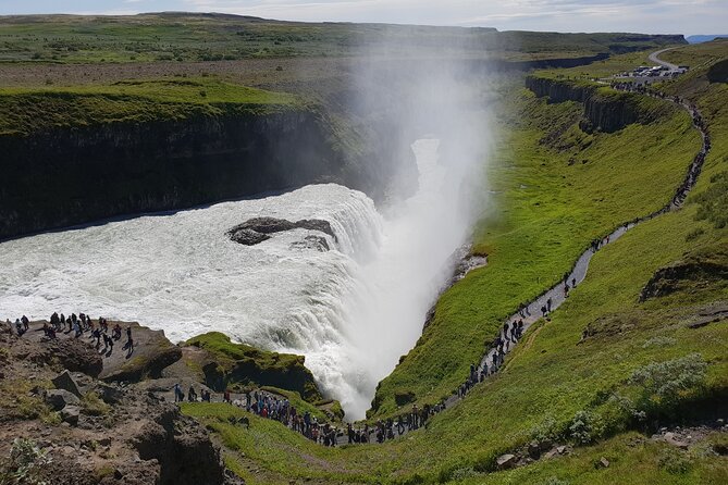 Golden Circle, Kerid Crater & Geothermal Lagoon -Small Group Tour - Gullfoss, Iceland’s golden waterfall