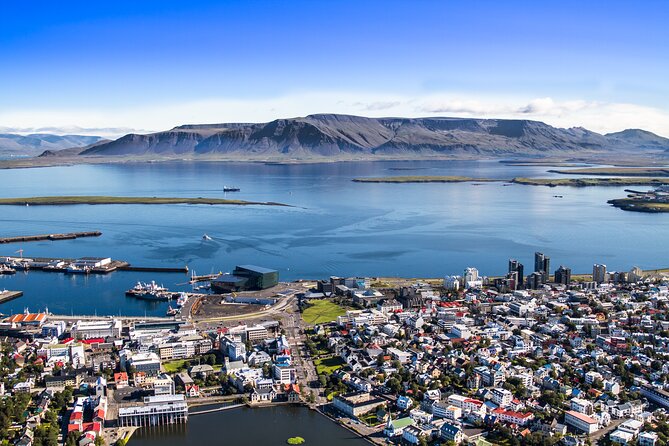 Helicopter Tour with Mountain Summit Landing from Reykjavik - Reykjavik from above: Harpa, Perlan, and Hallgrimskirkja