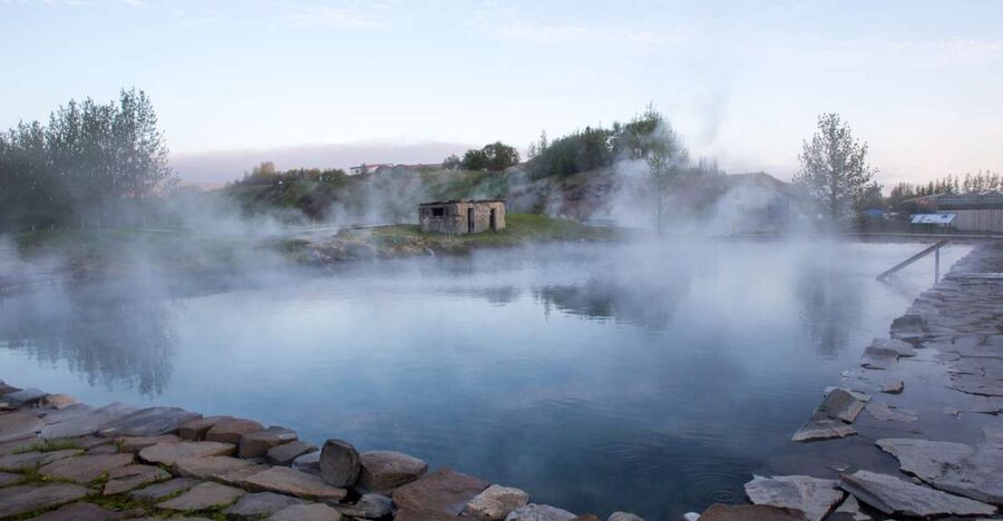 Iceland Secret Lagoon Admission Ticket - The 38 to 39°C pool and its bubbling edges