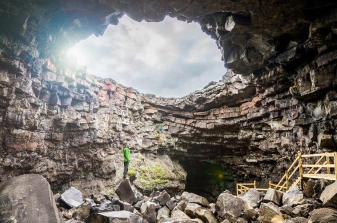 Icelandic Sagas and Volcanic Cave Private Tour - Hraunfossar, where water runs through lava