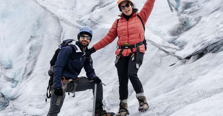Jökulsárlón: Glacier Hike, Ice Cave, and Photoshoot Package - Crampons, helmets, and the first ice cave