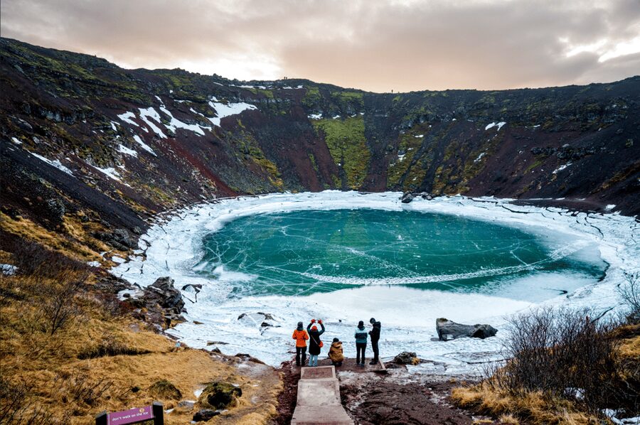 Kerið Volcanic Crater Admission Ticket - Walking the rim and sloping inner wall