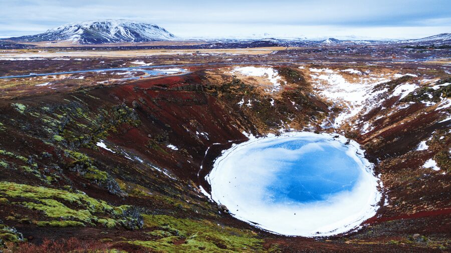 Kerið Volcanic Crater Admission Ticket - Entering the red volcanic crater