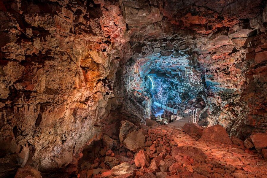Raufarhólshellir Lava Tunnel: Underground Expedition - Winter ice, spring color, and summer conditions