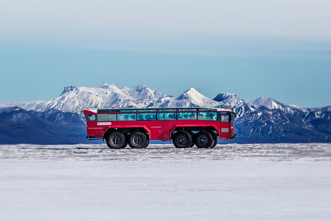 Red Glacier Monster Truck on Langjokull Glacier from Gulfoss - Sledding and glacier golf keep the stop playful