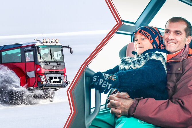 Red Glacier Monster Truck on Langjokull Glacier from Gulfoss - The glacier café adds welcome comfort