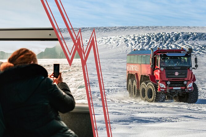 Red Glacier Monster Truck on Langjokull Glacier from Gulfoss - Weather can change the experience quickly