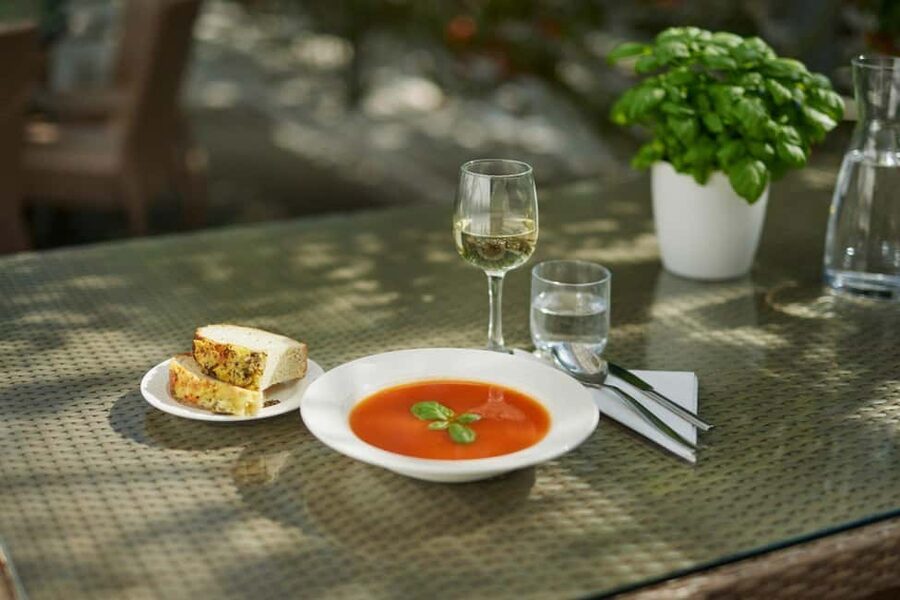 Reykjavík: Golden Circle, Secret Lagoon, & Friðheimar Tour - Friðheimar: tomato soup inside a working greenhouse