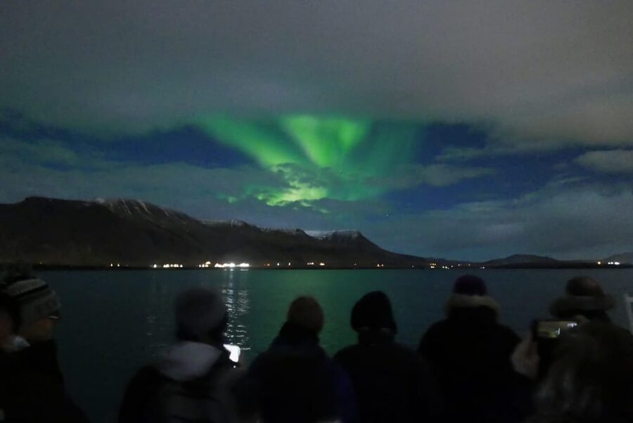 Reykjavik: Northern Lights Guided Boat Tour with Photos - Leaving Reykjavik’s Old Harbour after dark