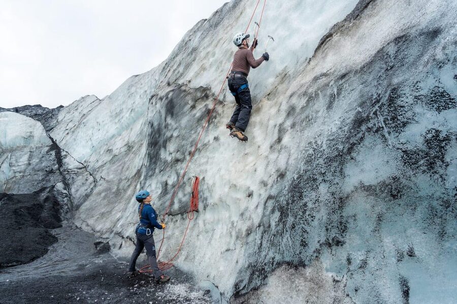 Reykjavík: Sólheimajökull Glacier Hike & Ice Climbing Intro - Getting fitted for crampons, helmet, harness, and ice axe