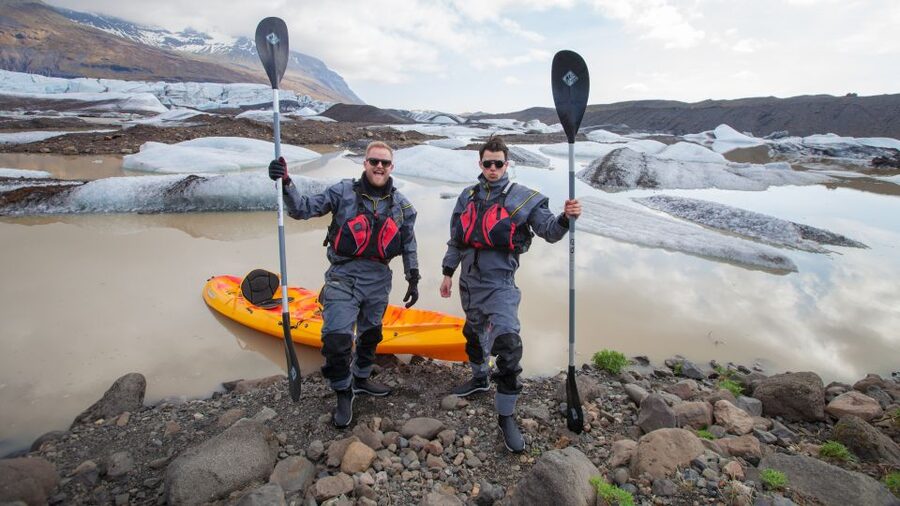 Sólheimajökull: Guided Kayaking Tour on the Glacier Lagoon - Getting fitted for the dry suit