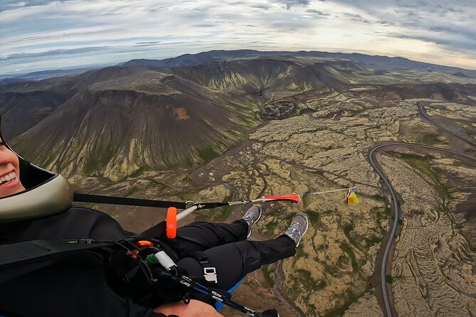 Tandem Paragliding over the Rugged Lava Fields at Blue Mountains - Reykjanesfólkvangur from the air
