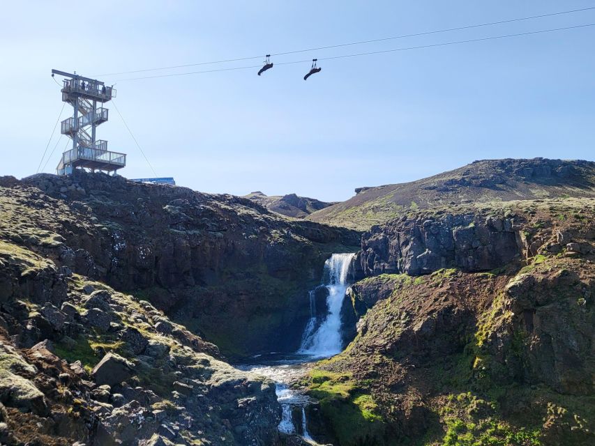 The Falcon : Superman ride with Mega Zipline Iceland - The 500-meter walk through Black Canyon