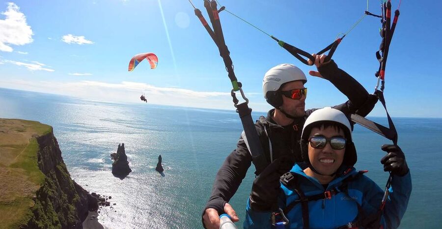 Vík: Paragliding Tandem Flight - The safety briefing and first steps into the air